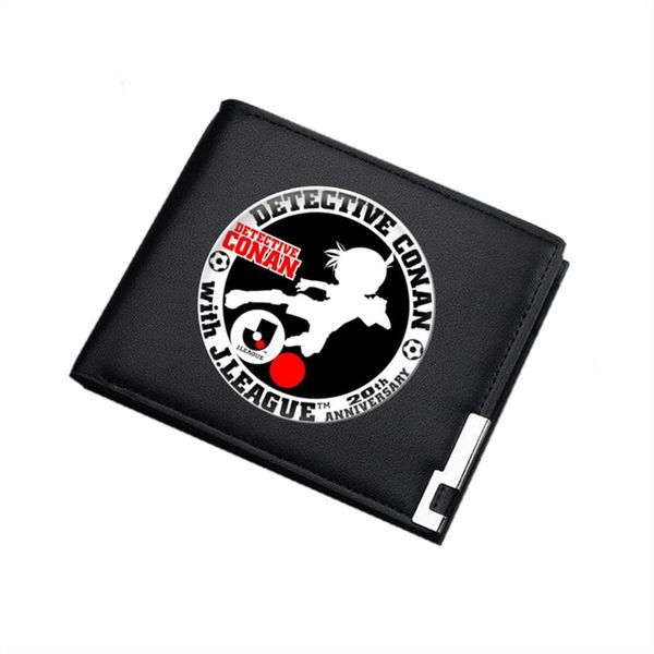 

detective conan case closed short purse conan women carteira pu leather wallet anime id card holder fashion money bag, Red;black