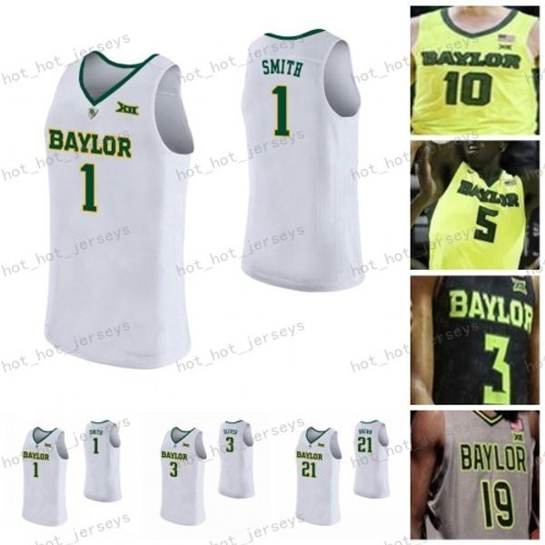 

ncaa пользовательские baylor медведи 2020 баскетбол серый зеленый желтый белый 12 джаред батлер 31 macio тиг 33 фредди gillespie tristan cla, Black