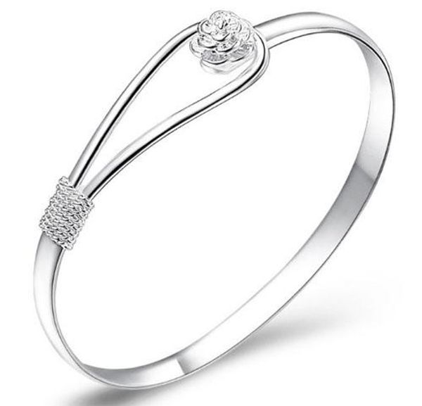 

20% off30% sterling silver bangle bracelet with flower good crystal silver color hip, Black