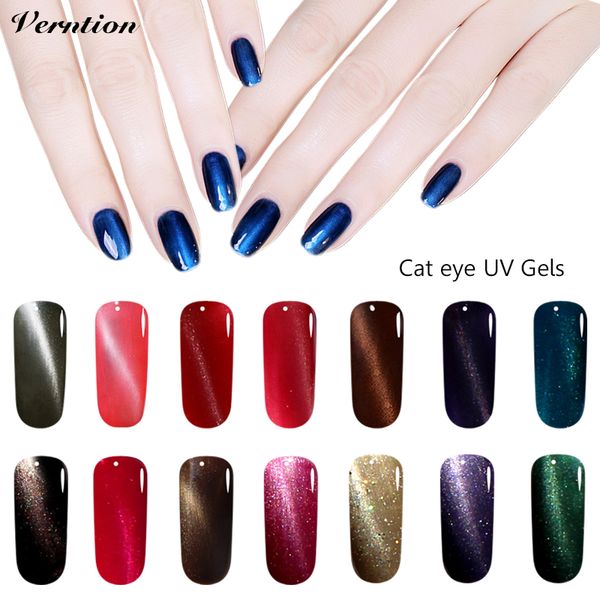 

verntion 3d cat eye gel nail polish professional magnetic lucky poly gel base nail primer uv colorful varnish art, Red;pink