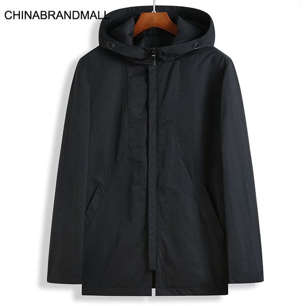 

2020 мужчины плюс жир плюс размер средней длины деньги досуг с шапкой куртка мужская ветровка пальто, Black;brown