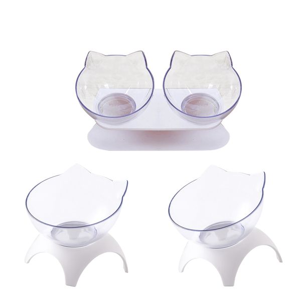 

3 pieces raised double single elevated dog cat bowls pet feeder with stand