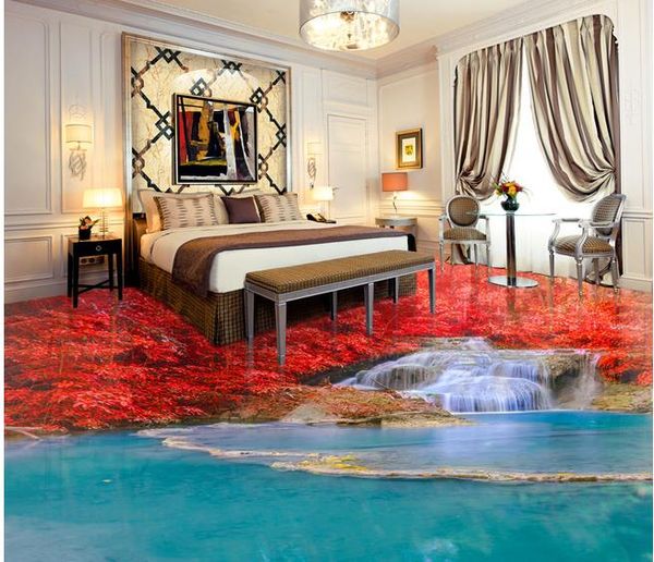 

flowing water waterfall 3d floor waterproof wallpaper for bathroom wall