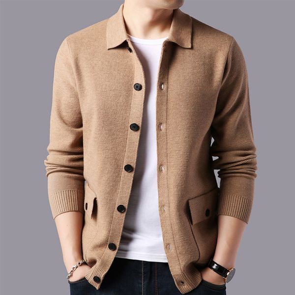 

2020 new sweater men cashmere warm cardigan men fashion wool pull homme autumn male sweater coat, White;black