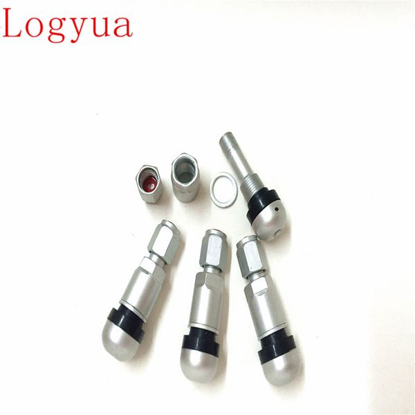 

bolt-in aluminum tpms car tubeless wheel tire valve cap copper core explosion-proof valve dustproof cap black sliver 20pcs/lot