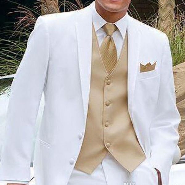 

white and gold wedding tuxedos for men stage clothes 2020 latest blazer 3 piece notched lapel custom man suits jacket pants vest, Black;gray
