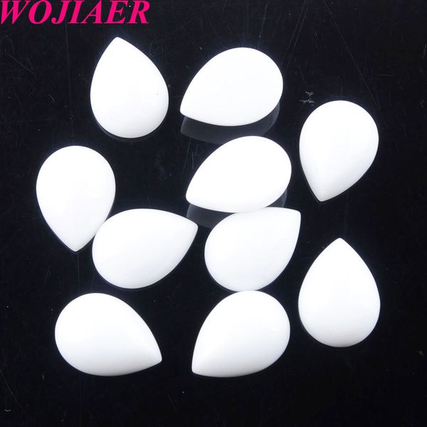 

wojiaer white jade gem stones beads teardrop cabochon cab no drilled hole 13x18x6mm jewelry making du8157, Black