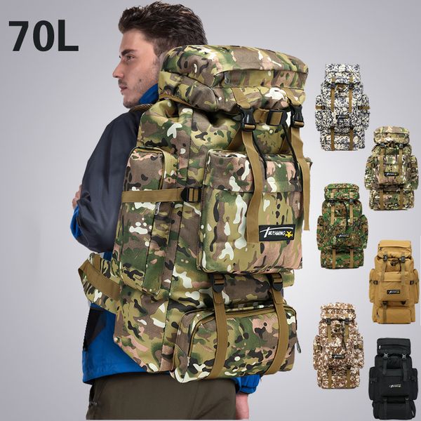 

outdoor bags 70l hiking backpack tactical mountaineering bolsa large waterproof camouflage camping hunting luggage