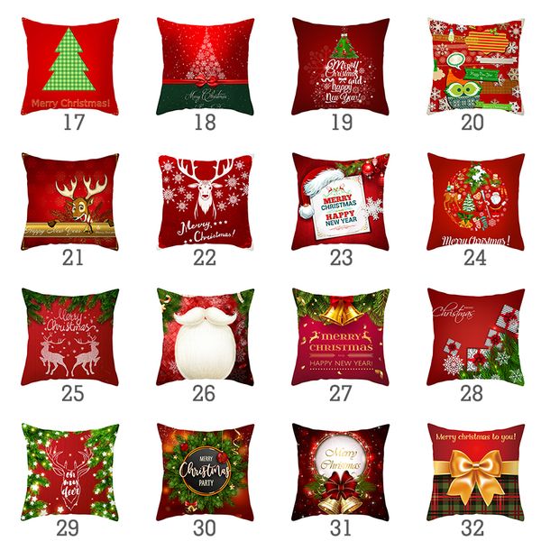 

merry christmas polyester pillow cover xmas style green red santa red green cushion cover home decorative pillow case 45x45cm