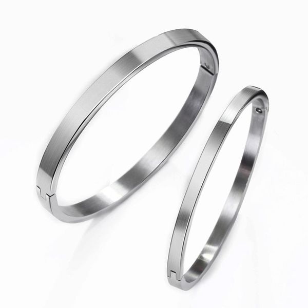 

bangle 2pcs/sets love gift never change color 316l titnanium steel set for couples gent/lady sizes stainless cuff bangles, Black