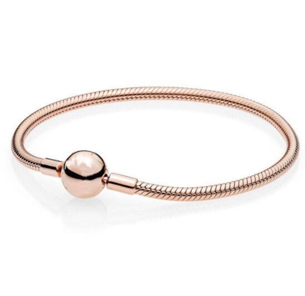 

925 sterling silver rose gold charm chain fit original bracelet bangle for women authentic jewelry pulseira gift, Golden;silver