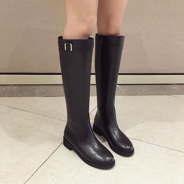 

winter shoes women lace up chunky heel lady boots bootee woman 2019 round toe luxury designer thigh high heels high sexy, Black