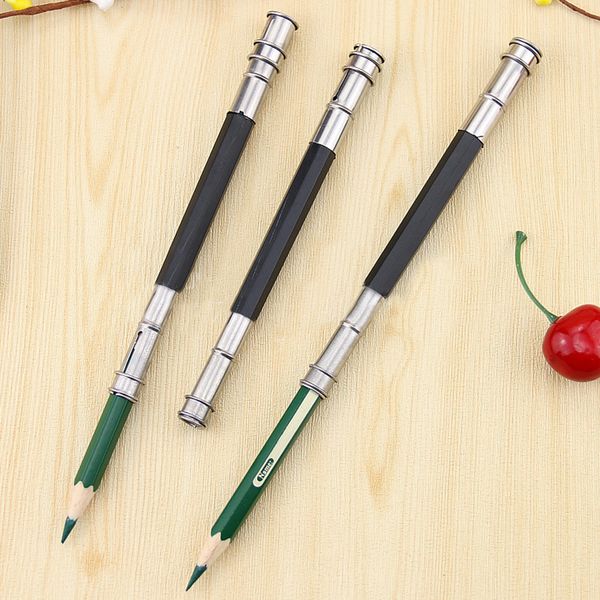 

2/4x metal adjustable pencil extender holder artist drawing tool art writing, Black;red