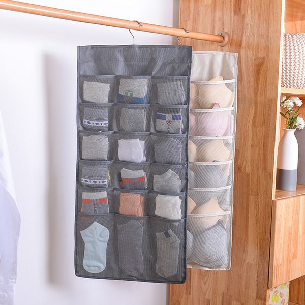 

wall double sided door back hanging bag oxford cloth washable multi pockets mesh with hook wardrobe socks underwear storage