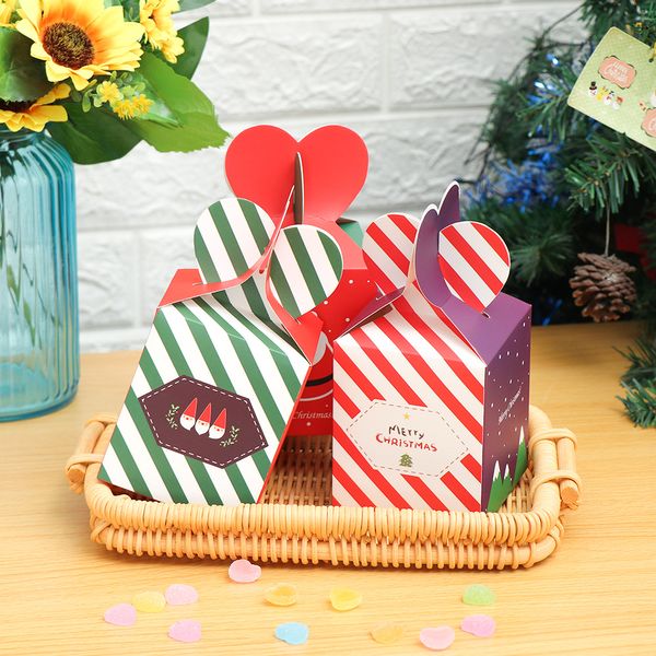 

merry christmas striped style apple box special christmas eve cookies packaging gift box carton snowman candy