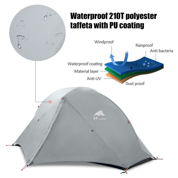 

new waterproof double layer camping tent 2 persons 3 seasons outdoor tent 15d professional camping hiking backpacking beach tent