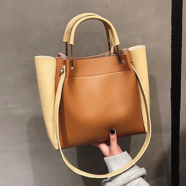 

new 2020 bag female tide korean one-shoulder diagonal portable retro bucket bag two-piece set