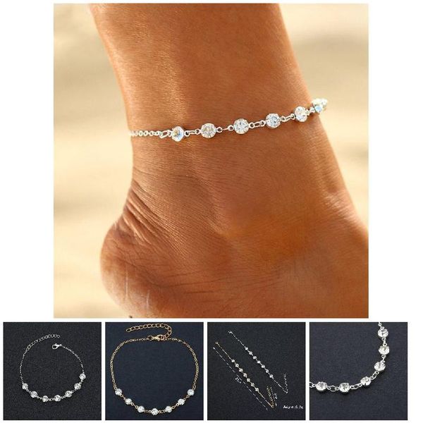 

droppshiping women anklet crystal adjustable alloy chain beach ankle bracelet foot jewelry j55, Red;blue