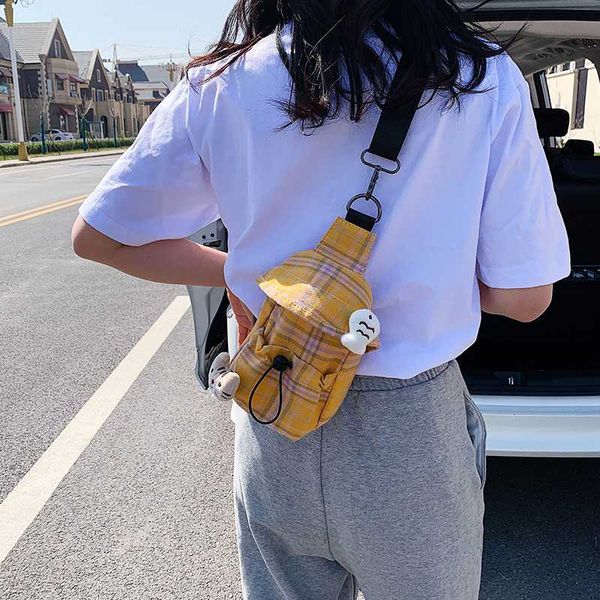 

net red popular mini bag style cool girl's spring and summer messenger bag underarm all-match canvas chest texture