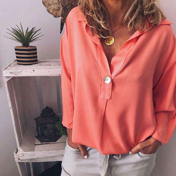

womens ladies business loose blouse fashion office plus size casual, White