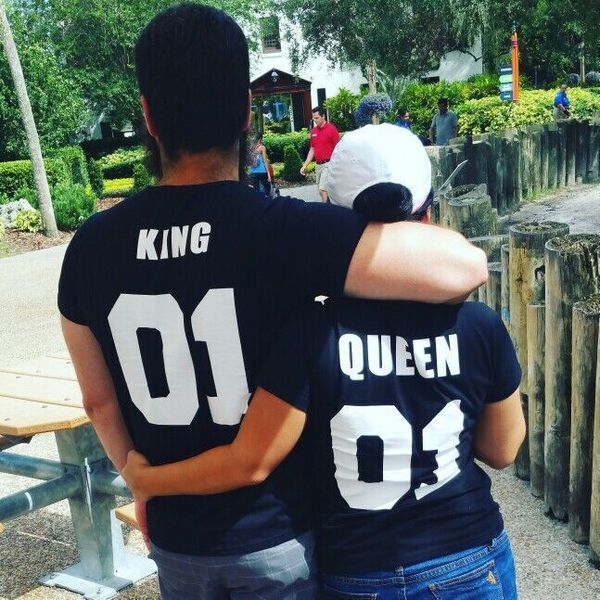 

designer t shirt for men women couples summer letter print king queen fashion tee shirt casual breathable short sleeve black white t-shirt, White;black
