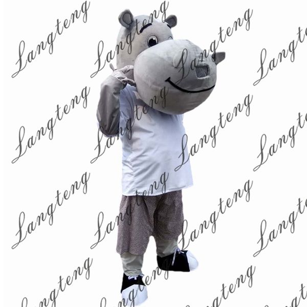 

2018 new grey hippopotamus hippo mascot costumes for adults circus christmas halloween outfit fancy dress suit ing, Red;yellow