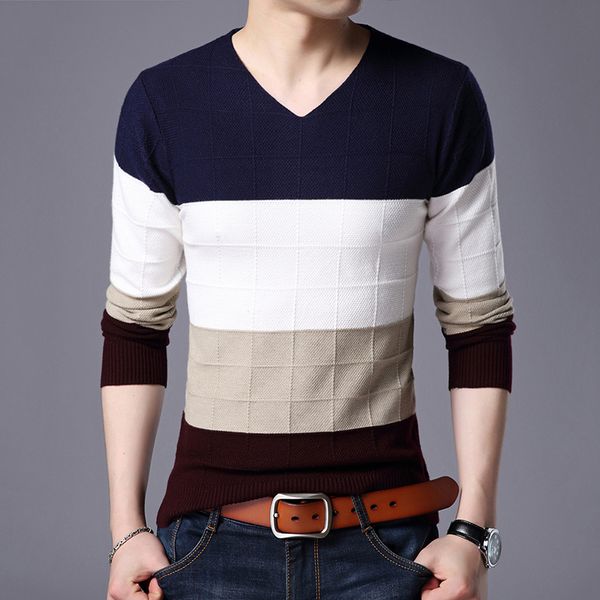 

vogue nice mens sweater pullover striped men sweater thick winter warm knitted sweaters male wear slim casual knitwear, White;black