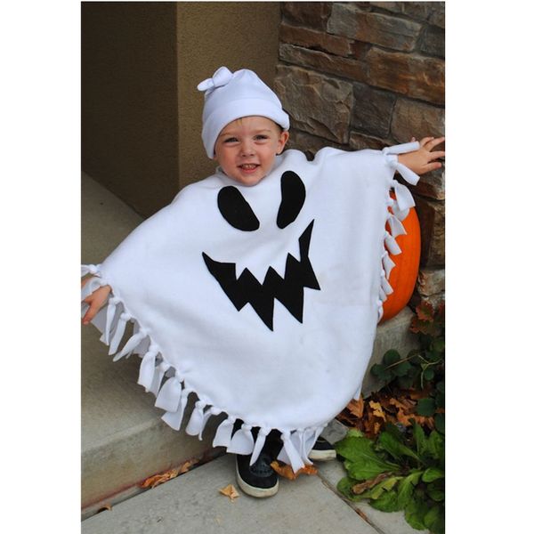 

toddler kids baby boy white cloak halloween fancy coat long sleeve tassel cartoon print outfits long cape hat, Blue;gray