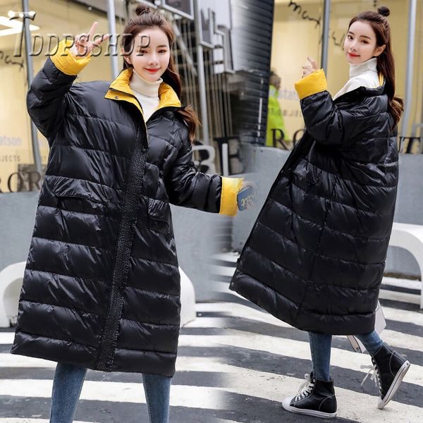 

x-long cotton padded female coat warm womens parka winter parkas, Black