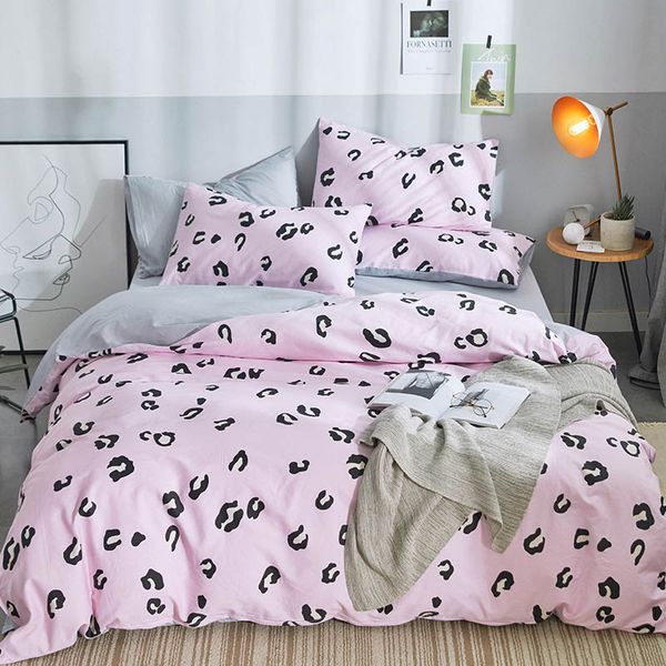 

yimeis bed set 4pcs leopard bed linen cotton printing duvet cover 220x240 be45110