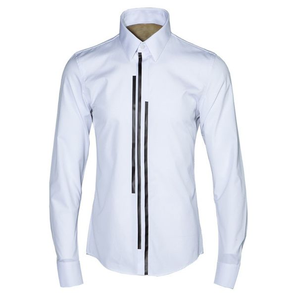 

classic white black shirts men fashion turn-down collar slim office dress shirt long sleeve spring autumn camisa hombre big size