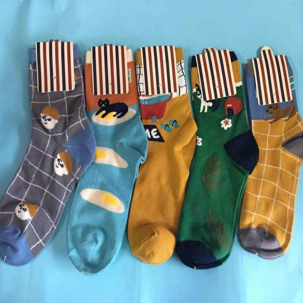 

new multicolor cartoon spring and autumn cotton socks ladies socks wholesale 5pair/lot, Black;white