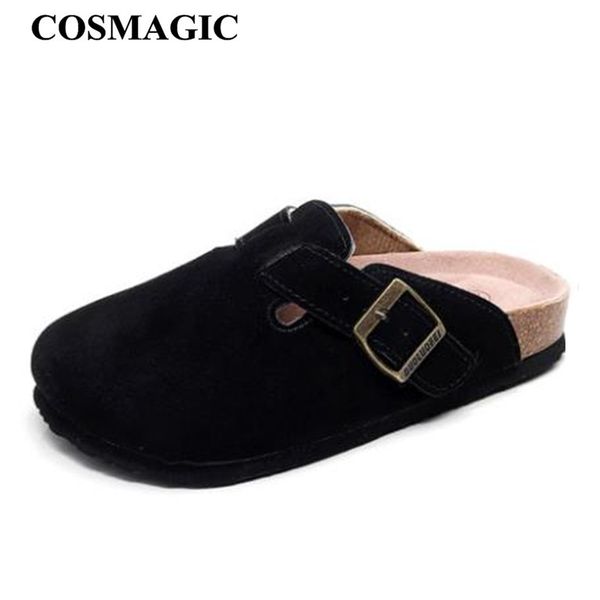 

cosmagic 2019 fashion men beach cork slippers summer solid color non-slip outside eva nubuck leather slide shoe high quality, Blue;gray