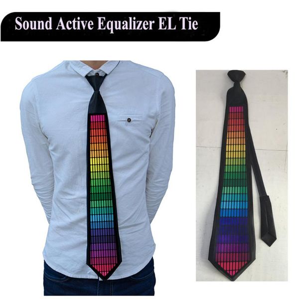 

new design el sound activated flashing tie cosplay light up down music party equalizer el tie led