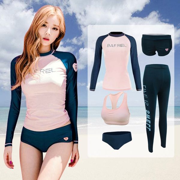 

women's long-sleeved swim swim women's diving sun-proof jellyfish trousers split-body surfing suit floating diving suit, White;black