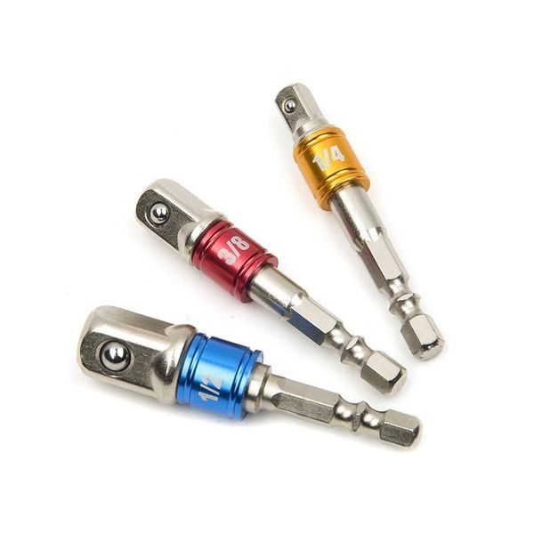 

3pcs converter socket adapter hex shank impact adapter driver set extension bar drill 1/4" 3/8" 1/2" socket wrench tool