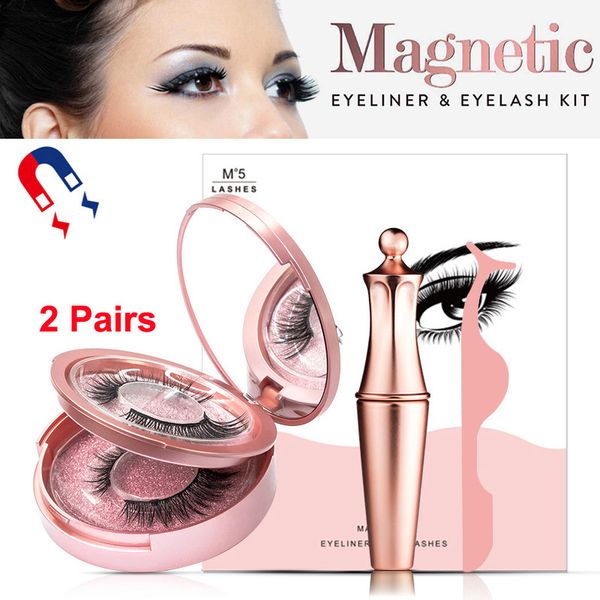 Eyeliner liquido magnetico Ciglia finte magnetiche Set di pinzette Specchio per trucco 5 Magneti Kit ciglia finte Strumenti di trucco Spedizione DHL