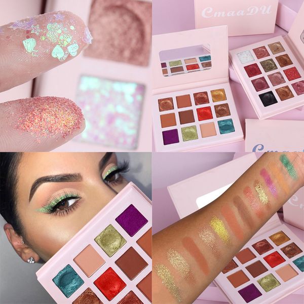 

12 color sequin eyeshadow powder makeup palette glitter earth color pearlescent waterproof eyeshadow high pigment cosmetics