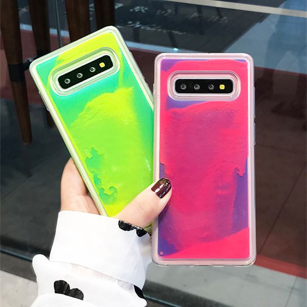 

Новый Светящийся неоновый Sand Обложка для Samsung Galaxy S10 S9 S8 Plus Примечание 10 Pro 8 9 Glow In The