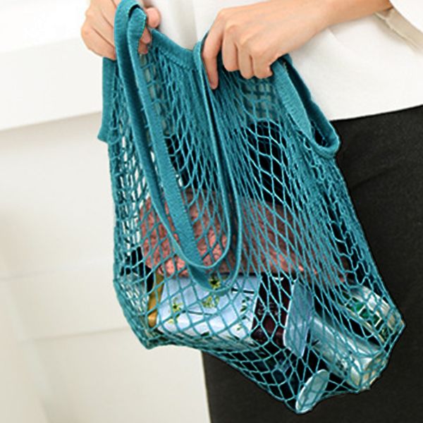

fishnet shopping bags shopper tote mesh net woven cotton shoulder bag fashion beach bag