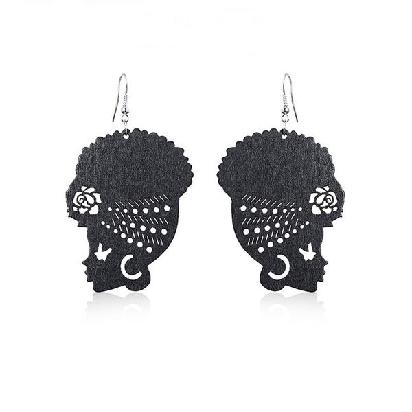 

1 pair new design african head femme wrap turban shaped wooden earrings for women ear jewelry gift oorbellen brincos mujer, Silver