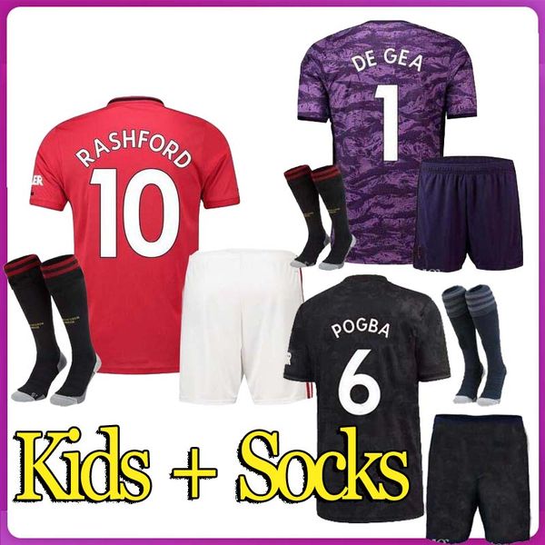 

19 20 fc soccer jersey 2019 2020 jerseys utd united pogba lukaku rashford alexis man football shirt kids kit boys uniforms manchester, Black