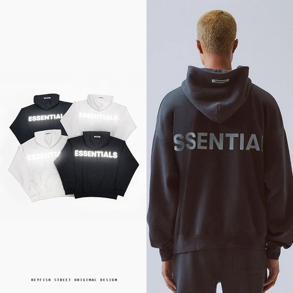 

fear of godessentials reflective sweater fog double line high street couple hoodies loose os, Red