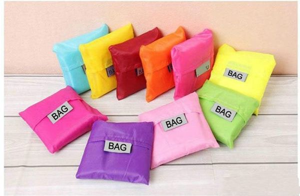 Eko Dostu Renkli Depolama Çanta Katlanabilir Kullanılabilir Alışveriş Çantaları Kullanımlık Taşınabilir Bakkal Naylon Büyük Çanta Saf Renk Hızlı Kargo