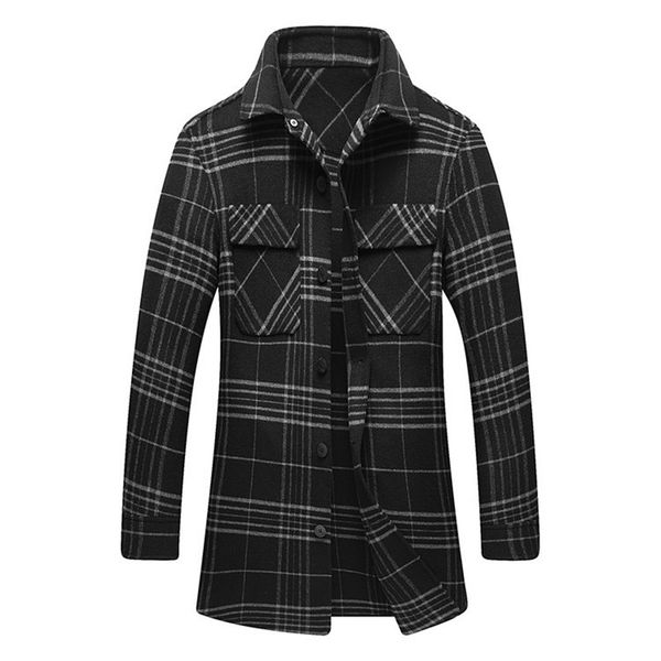 

luxury mens wool coat fashion loose plus size jacket designer winter mens plaid outerwear, Black;brown