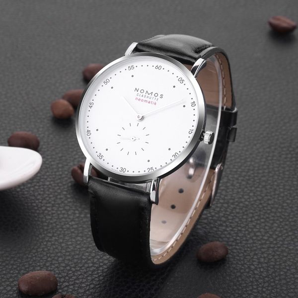 

Маленький циферблат рабочий! Мужские минималистские часы NOMOS Мужские часы кожаны