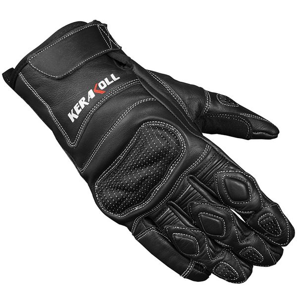 

genuine leather motorcycle gloves long wrist men racing motocross long travel glove duhan kerakoll soft cowhide glove, Black