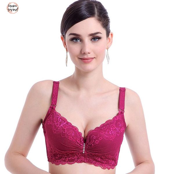 

бюстгальтер push up lace brassier lntimates дама большого нижнее белье вышивка плюс размер 80 105 c d e женщины new, Red;black