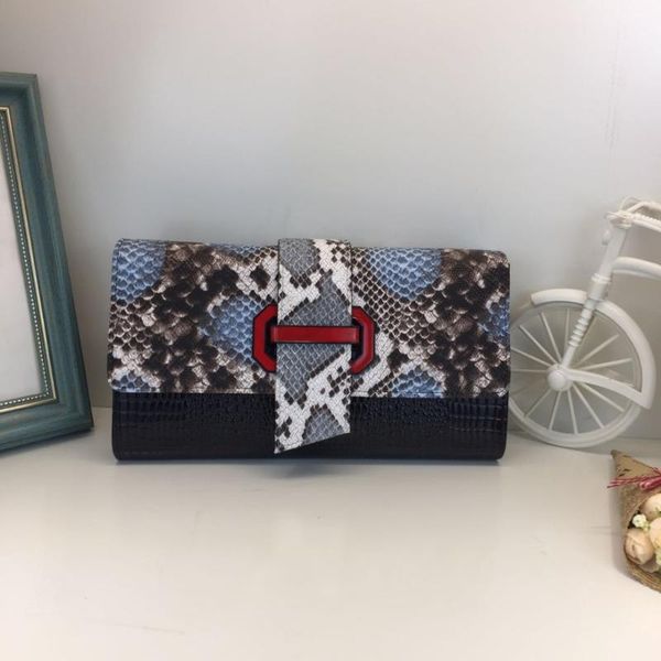 

2017 women genuine leather bag female serpentine purse wristlet evening bags snake skin envelope bag day clutch