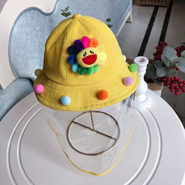 

kids boys girls hats face cover anti-fog protective hat dustproof cover casquette cap hat anti-spitting removable kid hats, Yellow